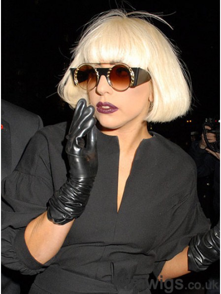 10 inch Natural Chin Length Straight Bobs Lady Gaga Wigs