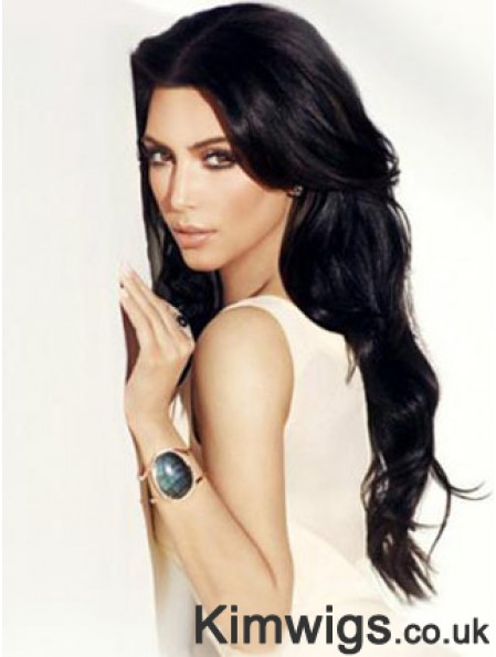 Black Wavy Lace Front Convenient 24 inch Kim Kardashian Wigs
