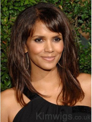 Lace Front Straight With Bangs Long Stylish 16 inch Halle Berry Wigs