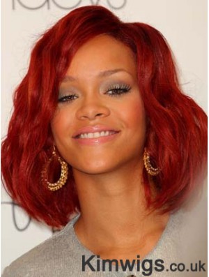 Red Wavy Without Bangs Lace Front 12 inch Stylish Rihanna Wigs