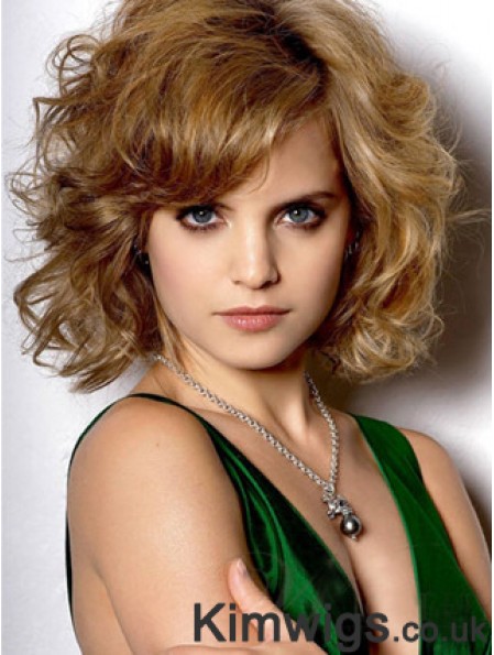 Stylish Blonde Chin Length Wavy 10 inch With Bangs Mena Suvari Wigs