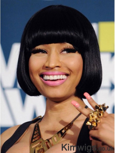 Black Straight Bobs Chin Length Cheapest Nicki Minaj Wigs