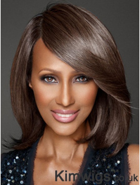 Shoulder Length Straight Lace Front Brown 12 inch Sassy Iman Wigs