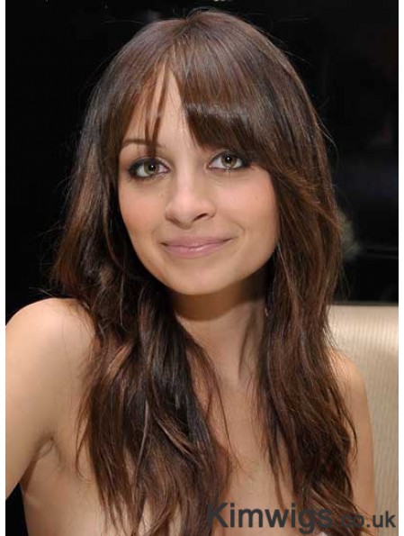 Cheapest Brown Long Wavy 21 inch With Bangs Nicole Richie Wigs