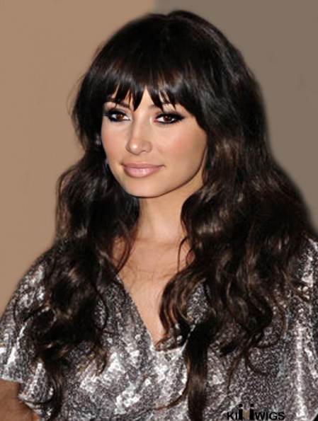 Gorgeous Black Long Wavy 26 inch With Bangs Nicole Richie Wigs