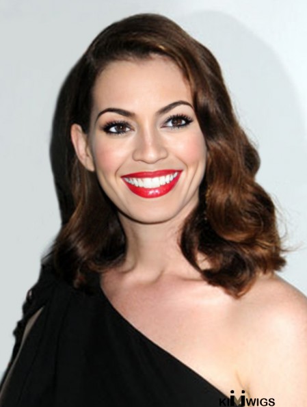 Auburn Shoulder Length Wavy Without Bangs Capless 16 inch Anne Hathaway Wigs