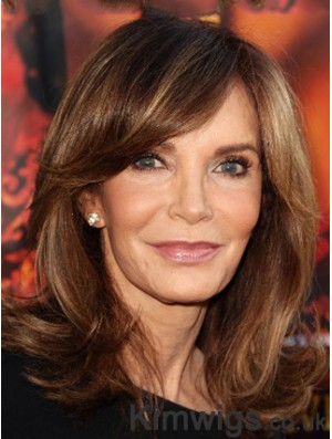 Shoulder Length Wavy Layered Lace Front Brown Durable 14 inch Jaclyn Smith Wigs