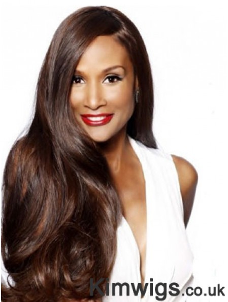 Brown Long Wavy Without Bangs Lace Front 24 inch Beverly Johnson Wigs