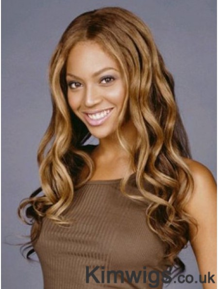 Brown Long Wavy Without Bangs Lace Front 22 inch Beyonce Wigs