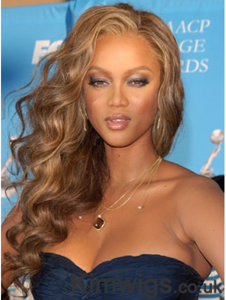 Brown Curly Without Bangs Lace Front 22 inch Exquisite Tyra Banks Wigs
