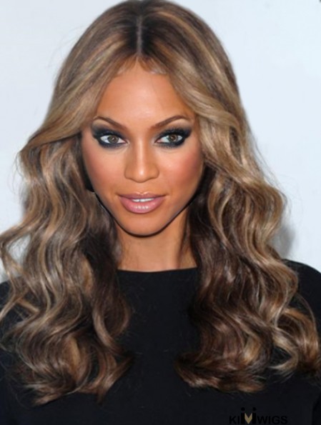 Brown Curly Without Bangs 100% Hand-tied 18 inch Amazing Tyra Banks Wigs