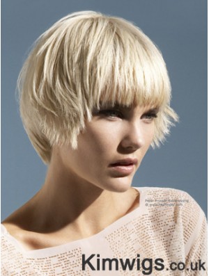 Platinum Blonde Wig Fashion Boycuts Wig Short Monofilament Wig UK