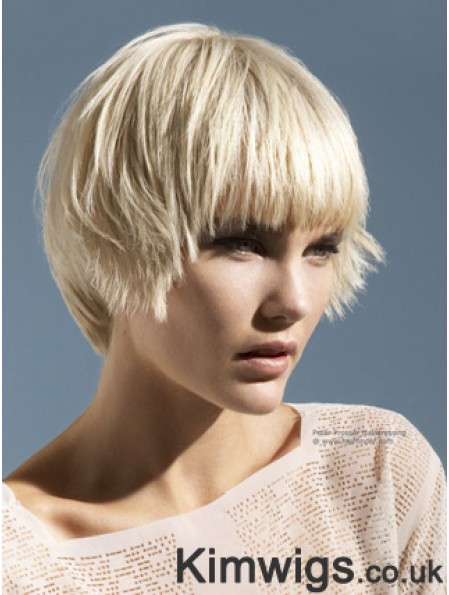 Platinum Blonde Wig Fashion Boycuts Wig Short Monofilament Wig UK