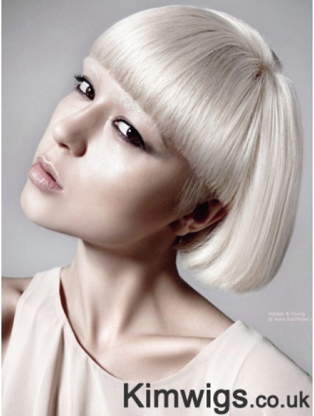Lace Front Bobs Short Straight 10 inch Platinum Blonde Great Fashion Wigs