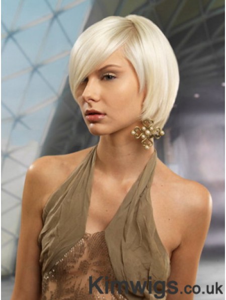 Monofilament Bobs Short Straight 10 inch Platinum Blonde Cheapest Fashion Wigs