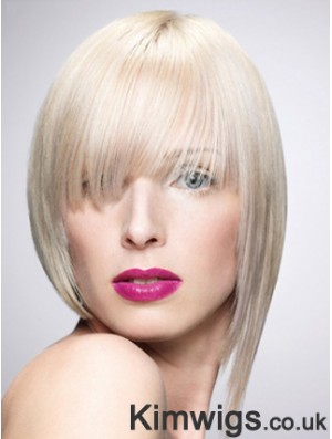 Monofilament Bobs Short Straight 10 inch Platinum Blonde New Fashion Wigs