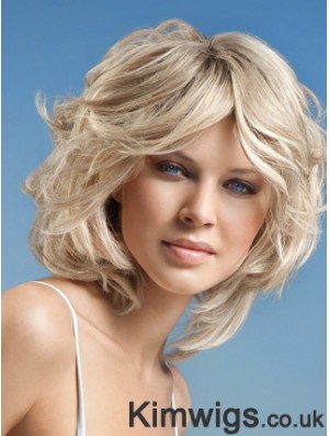 Full Lace Layered Chin Length Wavy 12 inch Platinum Blonde Cheap Fashion Wigs