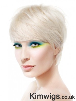 Lace Front Boycuts Short Straight 8 inch Platinum Blonde Soft Fashion Wigs