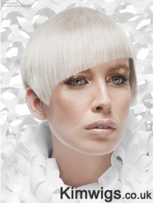 Lace Front Boycuts Short Straight 8 inch Platinum Blonde Cheapest Fashion Wigs