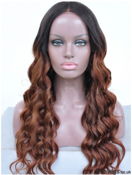 Long Ombre/2 Tone Wavy Without Bangs Good African American Wigs