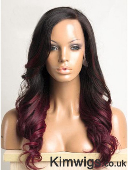 Long Ombre/2 Tone Wavy Without Bangs Ideal African American Wigs