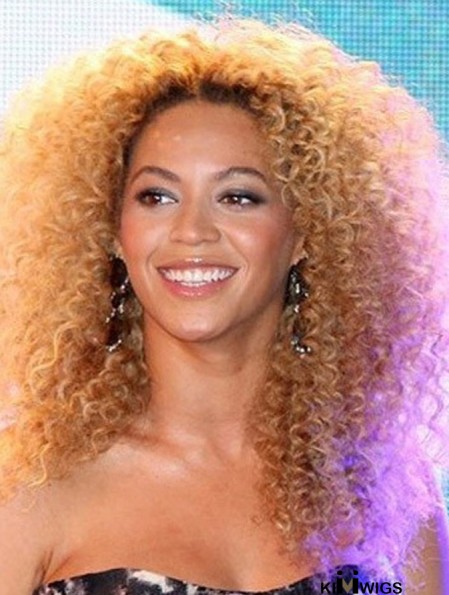 Blonde Long Kinky Without Bangs Full Lace 18 inch Beyonce Wigs