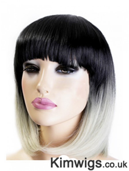 Modern 12 inch Chin Length Straight Wigs For Black Women