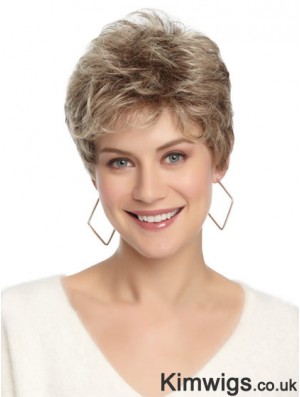 Synthetic Affordable Cropped Wavy Grey Wigs
