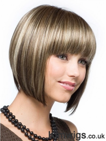 Brown Chin Length Straight Bobs Capless Wig Shop Online
