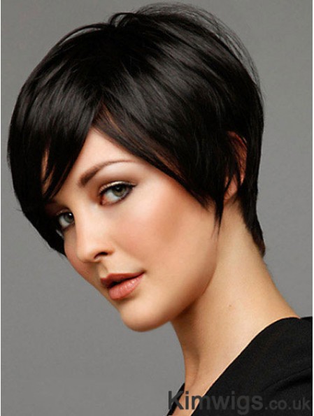 Human Hair Black Wig Boycuts Short Wig For Women Fashion Capless Wig