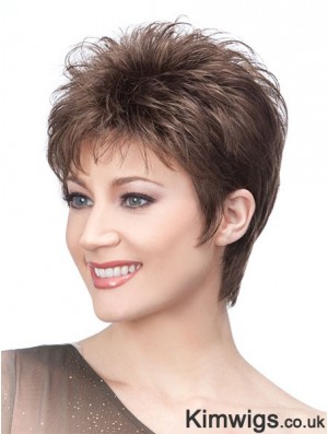 Brown Cropped Straight Boycuts Capless Wig Sales Online