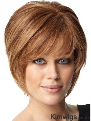 Auburn Straight Chin Length Bobs Capless Cheap Ladies Wigs UK