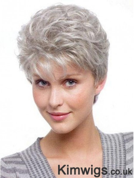 Grey Wig For Old Women Short Wavy Synthetic Wig UK