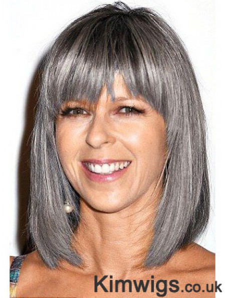 Straight Lace Front 12 inch Modern Shoulder Length Grey Wigs