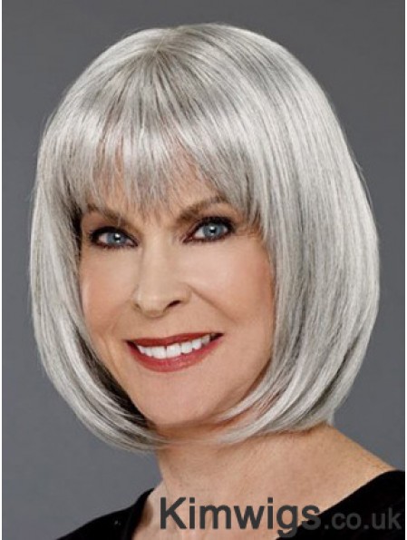 Grey Wigs UK Chin Length Wig For Ladies Online Cheap 