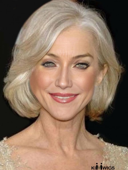 Lace Front Wig Grey Hair Wavy Wig UK Chin Length For Sale