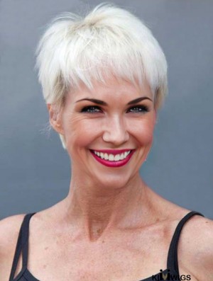 Buy Wigs With Remy Capless Straight Style Short Length Grey Cut