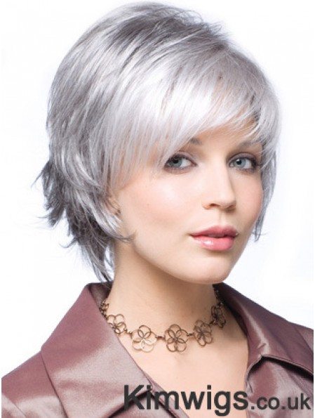 Straight Capless 8 inch Beautiful Short Grey Wigs