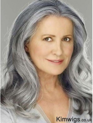 Shoulder Length Grey Wig Lace Front Wavy Human Hair Wig 16 Inch