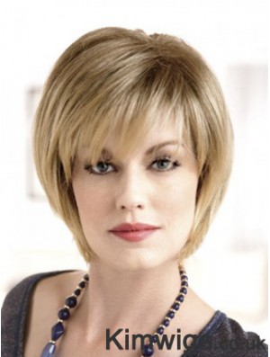 Lace Front Straight Layered Short 8 inch Top Human Hair Wigs