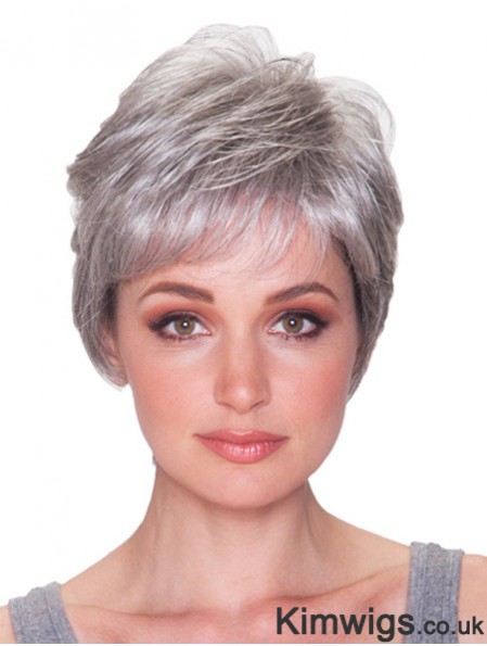 Grey Hair Wigs Grey Cut Short Length Straight Style