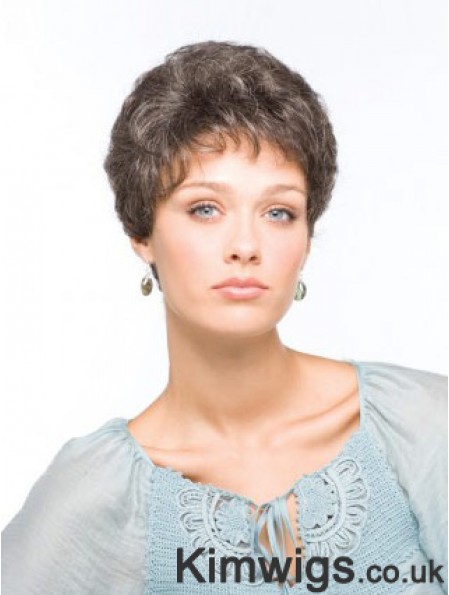 Synthetic Beautiful Short Wavy Grey Wigs