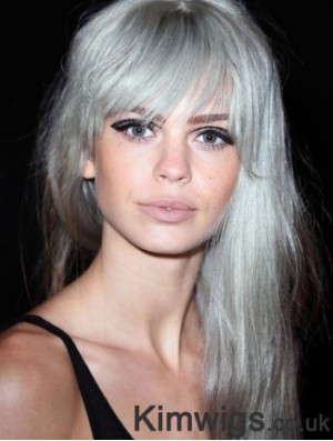 Popular Long Straight 20 inch Synthetic Grey Wigs