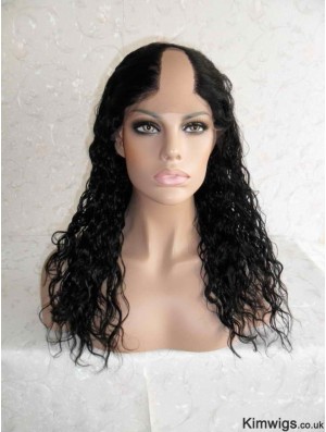 Designed Black Long Curly U Part Wigs