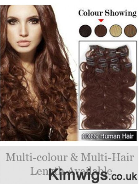 High Quality Auburn Wavy Remy Human Hair Clip In Hair Extensions