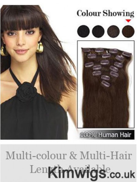 Flexibility Brown Straight Remy Human Hair Clip In Hair Extensions