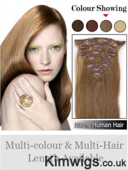 New Brown Straight Remy Human Hair Clip In Hair Extensions