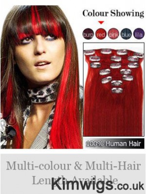 Top Red Straight Remy Human Hair Clip In Hair Extensions