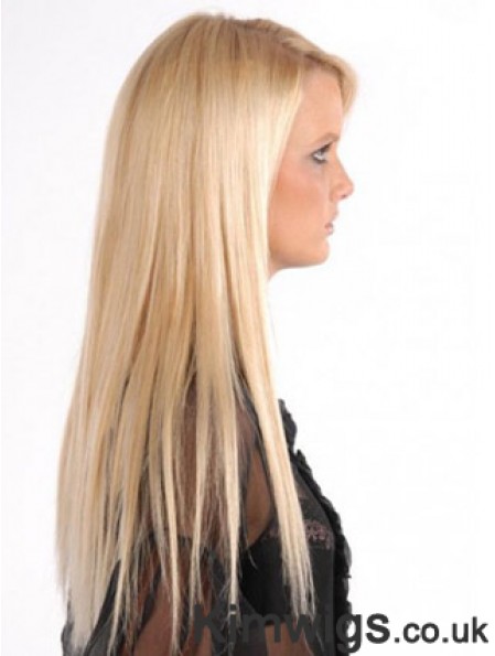 Popular Blonde Straight Remy Human Hair Clip In Hair Extensions