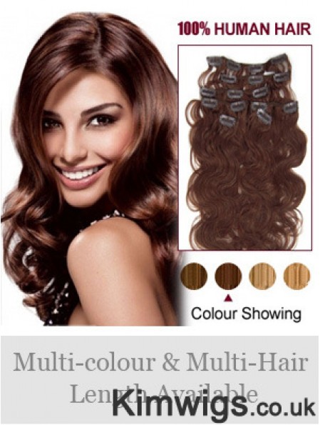 Online Auburn Wavy Remy Human Hair Clip In Hair Extensions